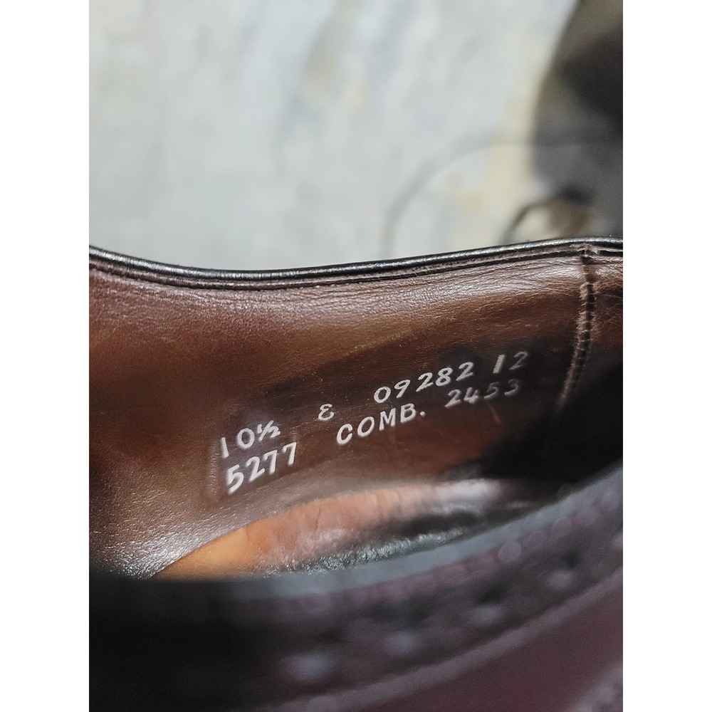 Allen Edmonds Mens Sanford 5277 Burgundy Brogue Dress Cap Toe Shoes Size 10.5 E - Picture 11 of 11